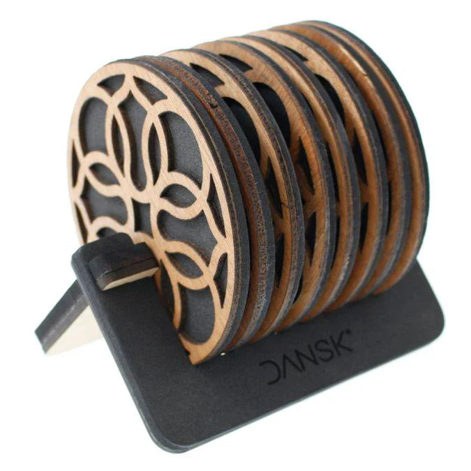 Beautiful Textured Laser Cut Tea Coffee and Glass Coaster / Mat Set of for Kitchen Home and Office - Wooden Coaster