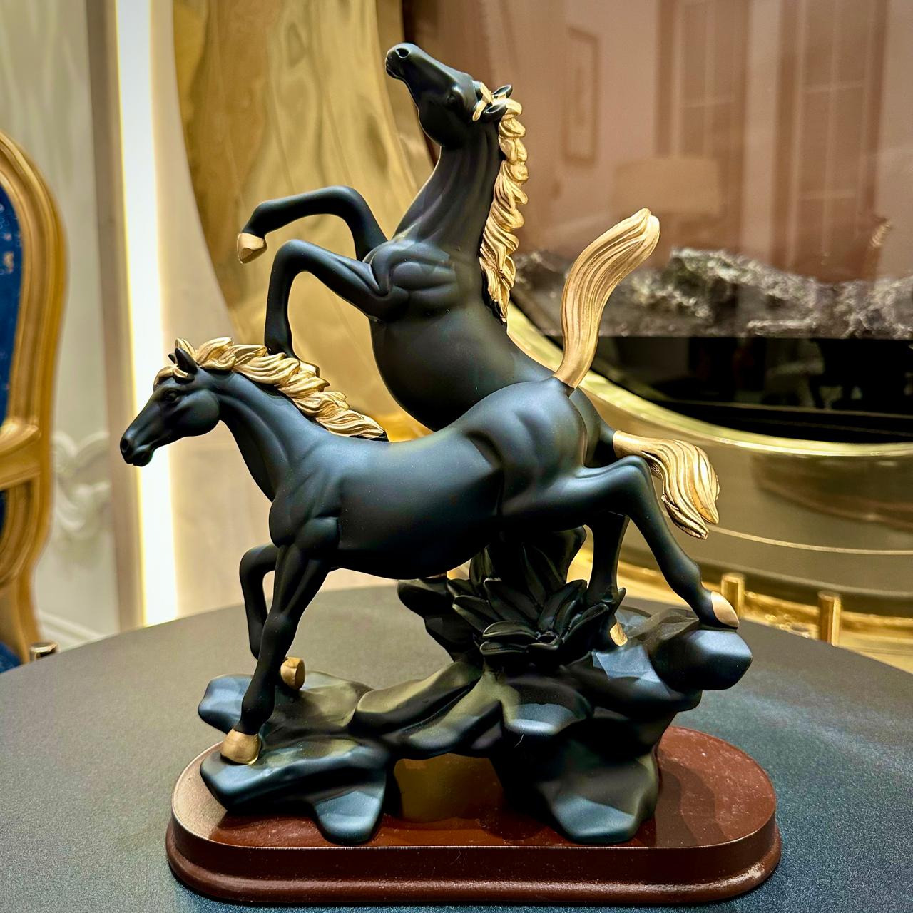 Premium Black Ceramic Horse Sculpture – Elegant Decor for Home & Office