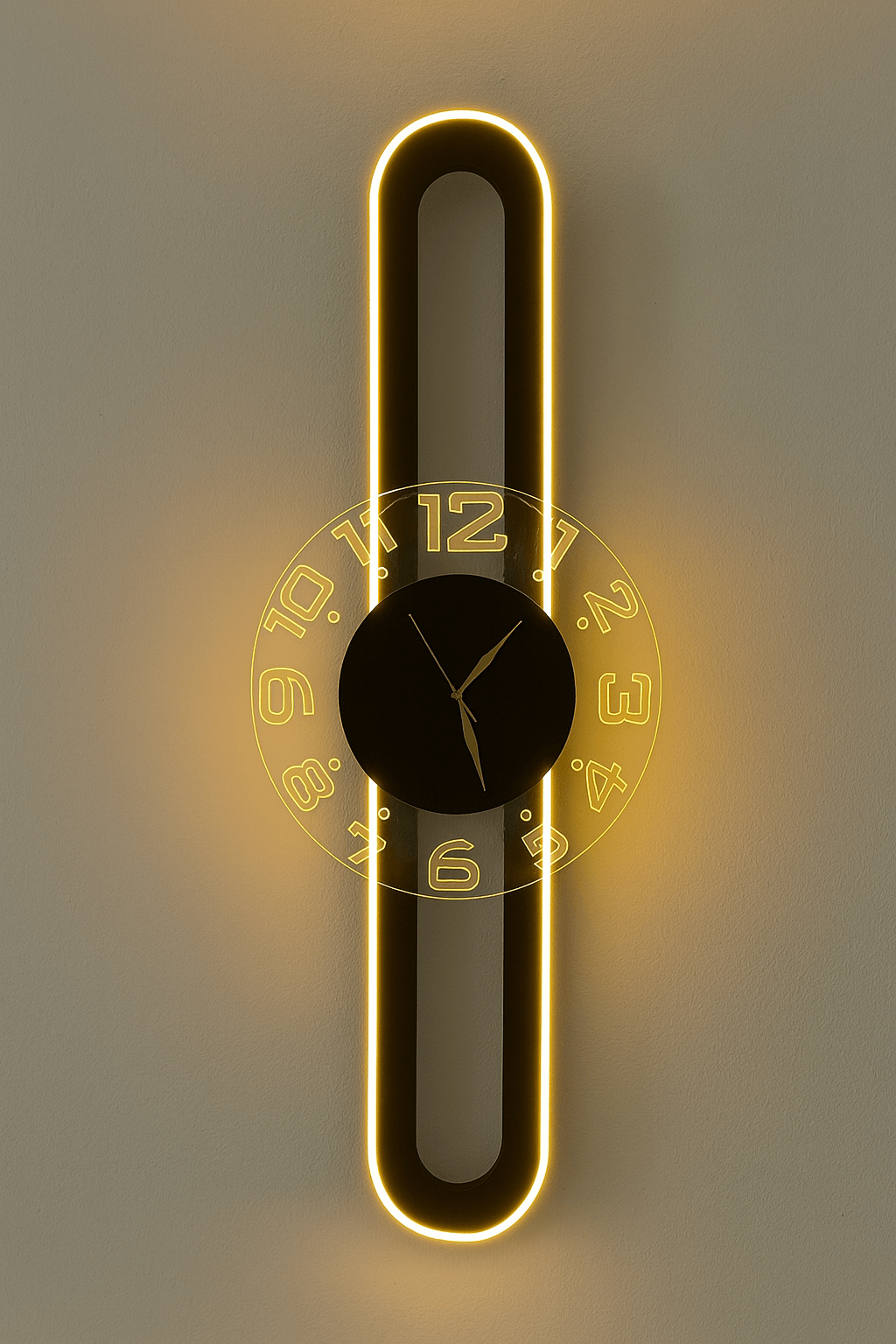 AuraClock 2-in-1 vertical and Horizontal clock Home and Office Wall with neon light ambiance