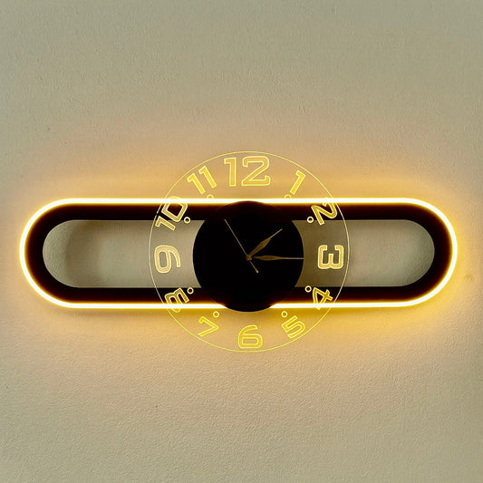 AuraClock 2-in-1 vertical and Horizontal clock Home and Office Wall with neon light ambiance