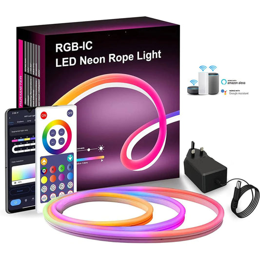 5-Meter Multicolor LED Neon Light – Remote & Mobile Control for Customizable Decor