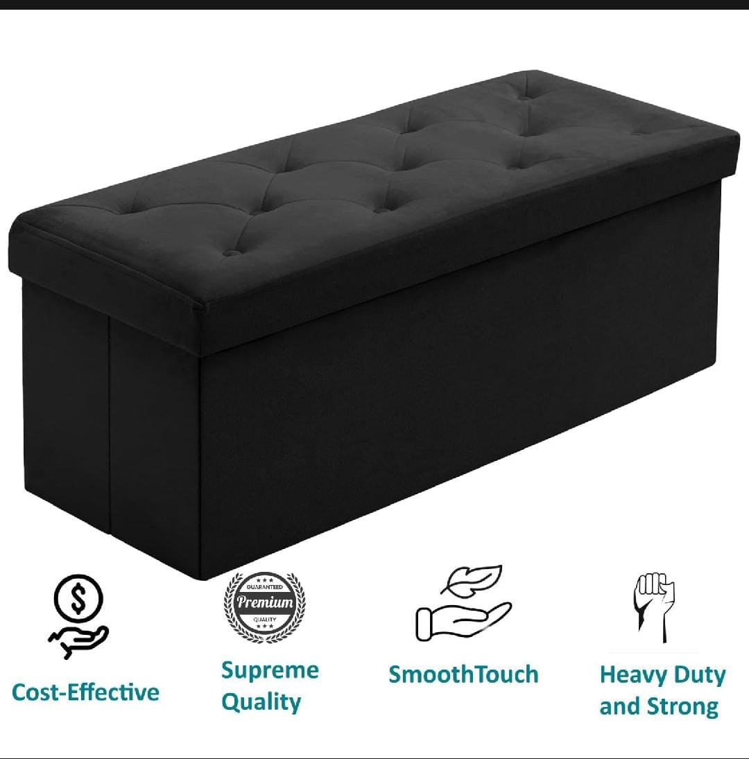 Premium Foldable Velvet Designed Storage Ottoman Water proof Space saver