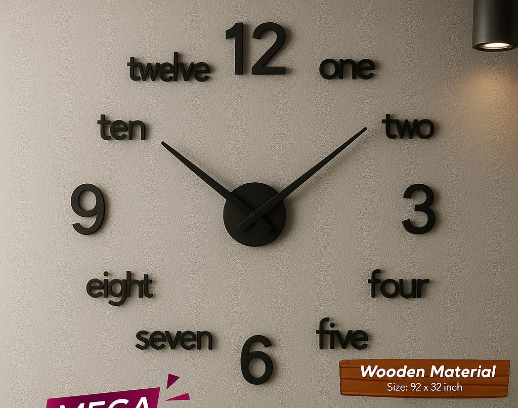 LARGE SIZE WOODEN DIY CLOCK WITH 12 INCHES NEEDLES